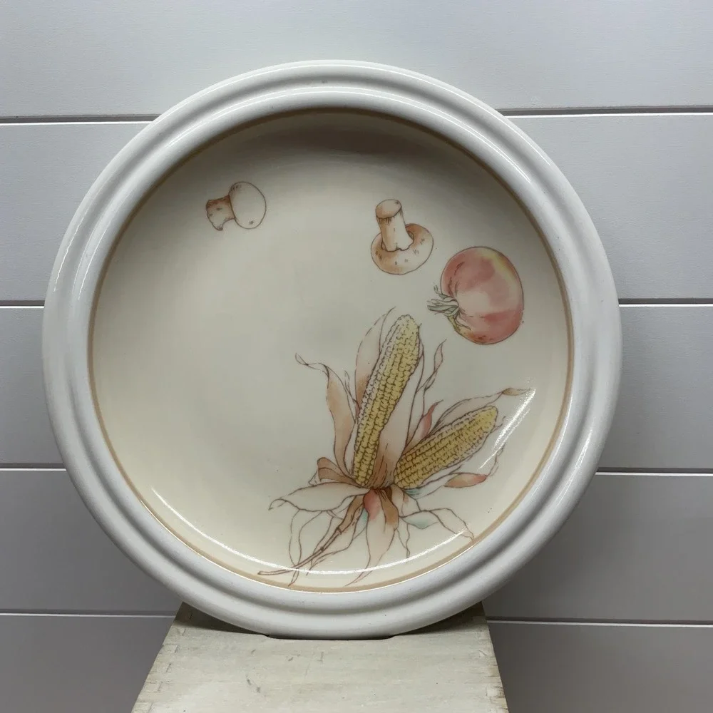 Epoch Autumn Harvest Stoneware Dinner Plate Corn Mushroom Tomato Korea E 2004